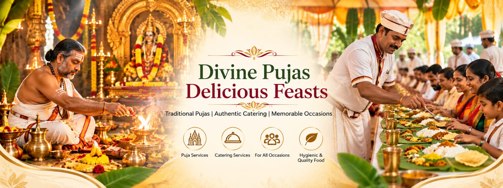 Traditional vegetarian feast at a devotional event