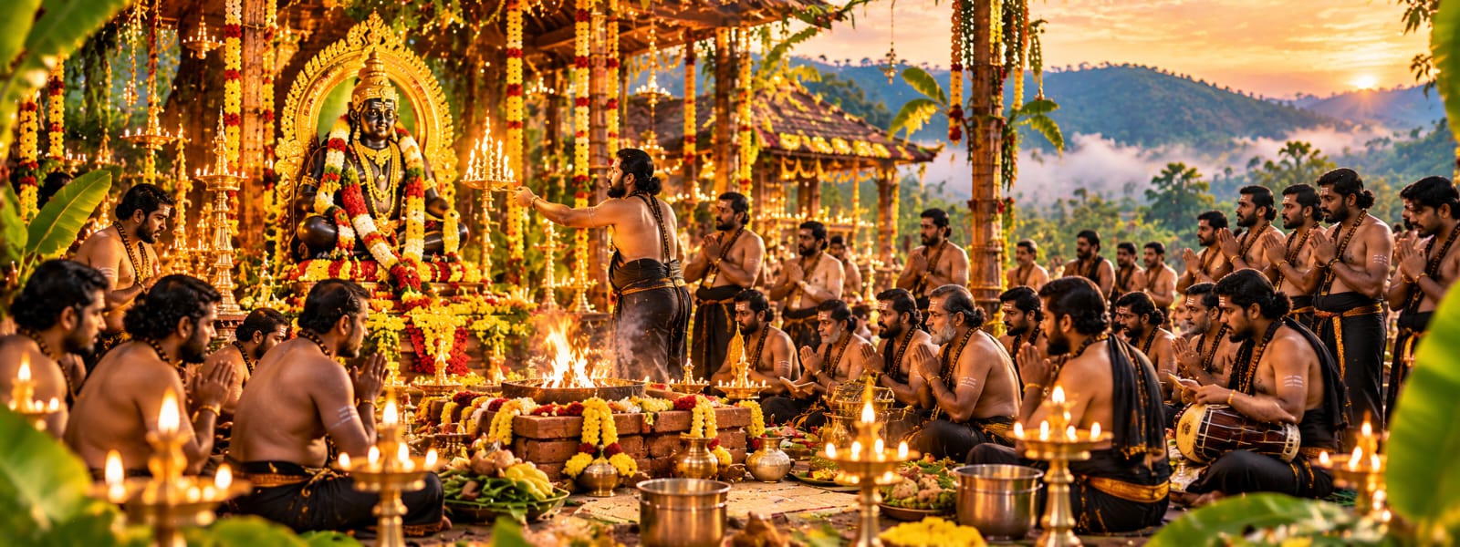 Divine puja and delicious vegetarian feast